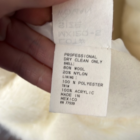 JP Woman’s Wool Coat With Faux Trim Ivory Size 1X New - Picture 8 of 9